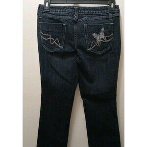 Nobo No Boundaries Junior 11 Dark Wash Bootcut Butterfly Pockets Embroidered
